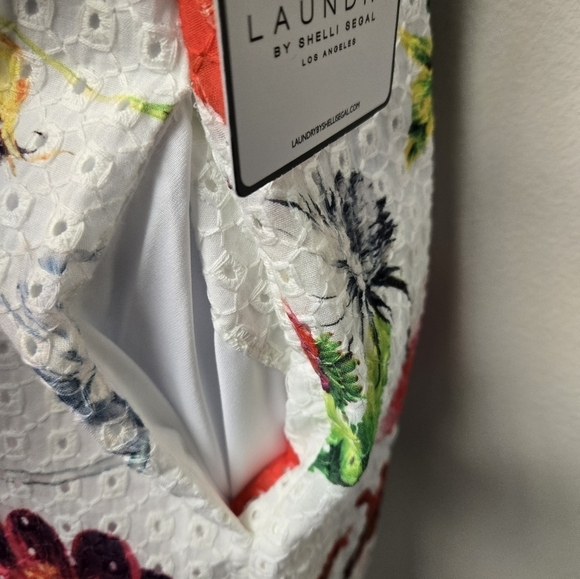 Laundry by Shelli Segal Floral Eyelet Halter Dress White 0 - Picture 8 of 13